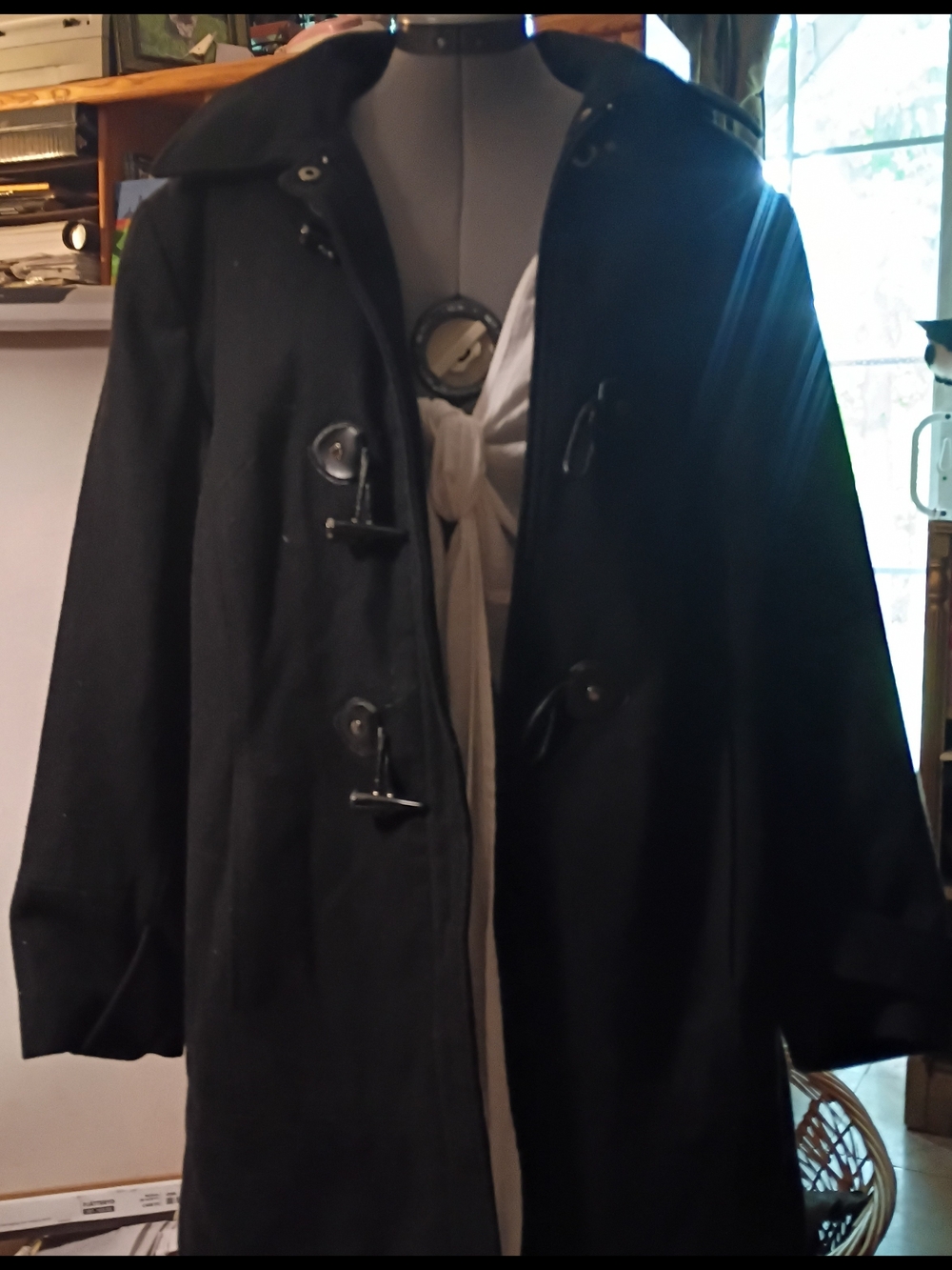 Black Calvin Klein Hooded Wool Toggle Coat NEW